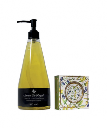 Sapun Savon De Royal Luxury Vegan me vaj ulliri 640 ml & sapun bimor i ngurtë me vaj ulliri 100 gr